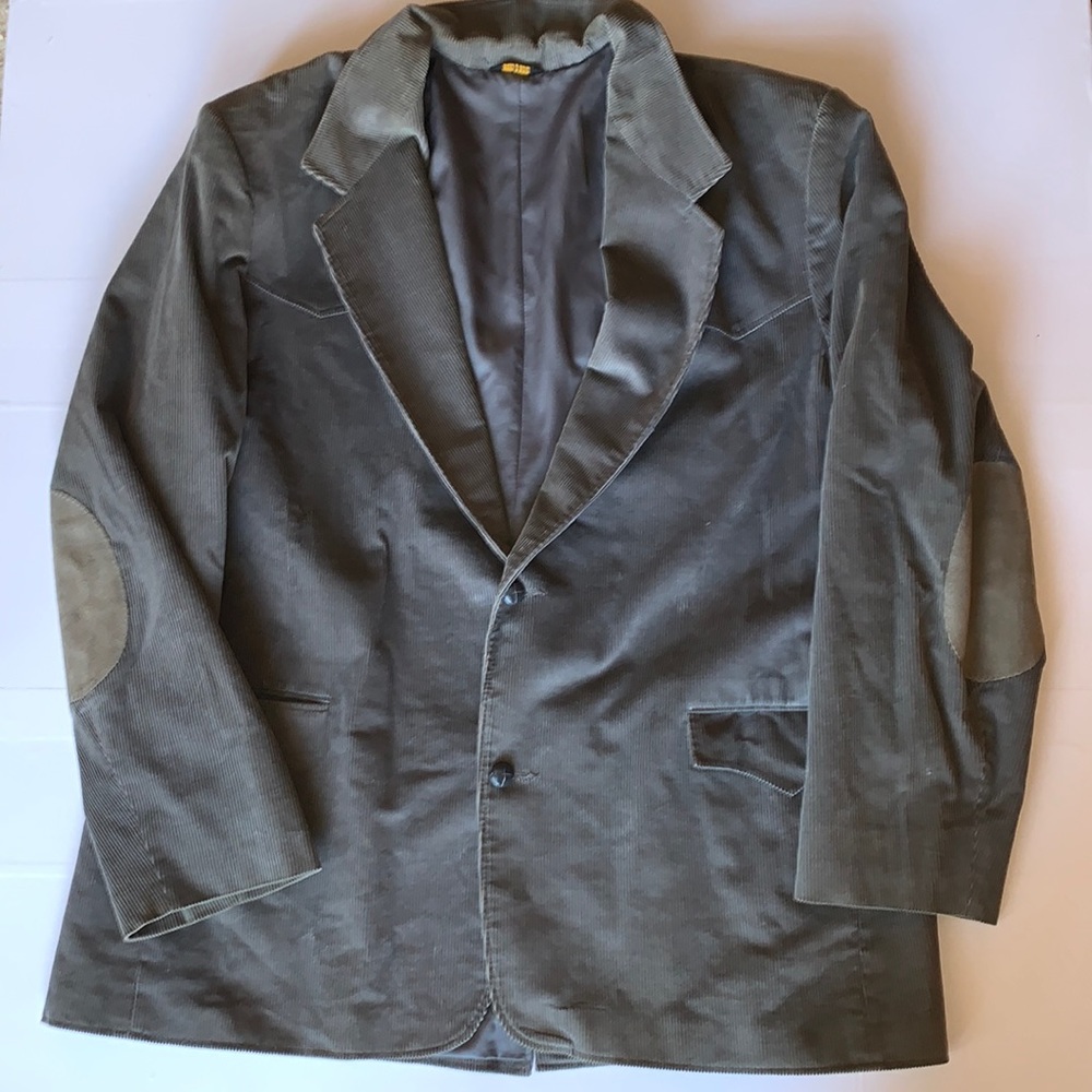 Pioneer Wear Gray Corduroy Suit Jacket Blazer Size XXL Vintage